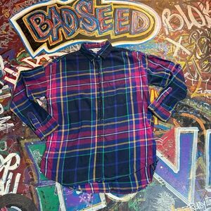 Vintage 90s Old Navy Boyfriend Plaid Flannel Shirt, Multicolor Oversized, Size M